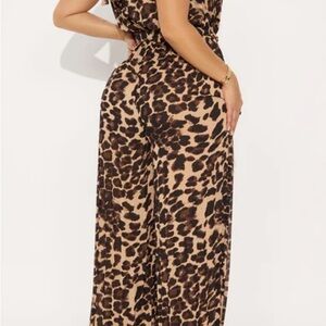 City Chic Animal Print Jumpsuit wide leg